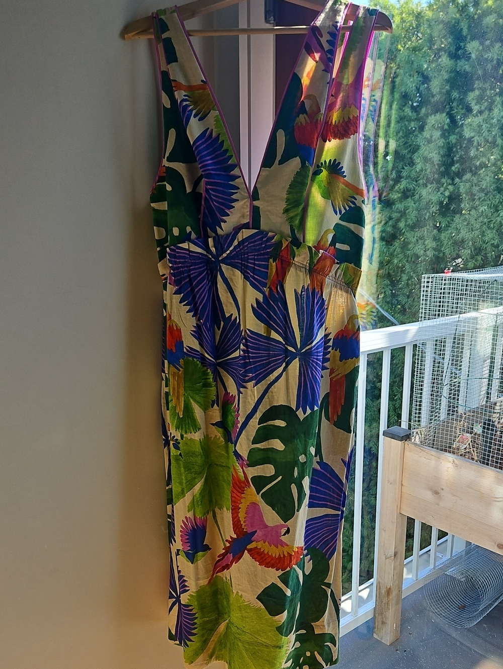 FARM Rio Tropical Parrot Print One-Piece - Green, Blue, Purple, Pink